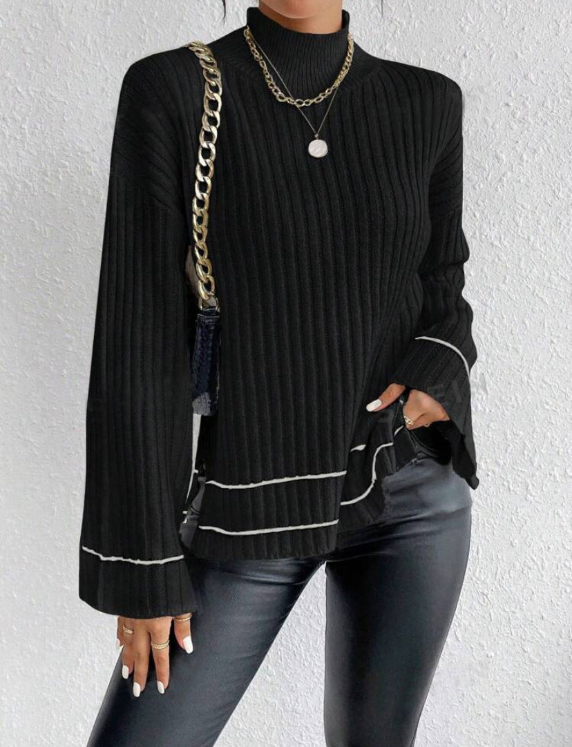 Street-Wave Women Cozy Loose Fit Ribbed Knit Sweater Winter