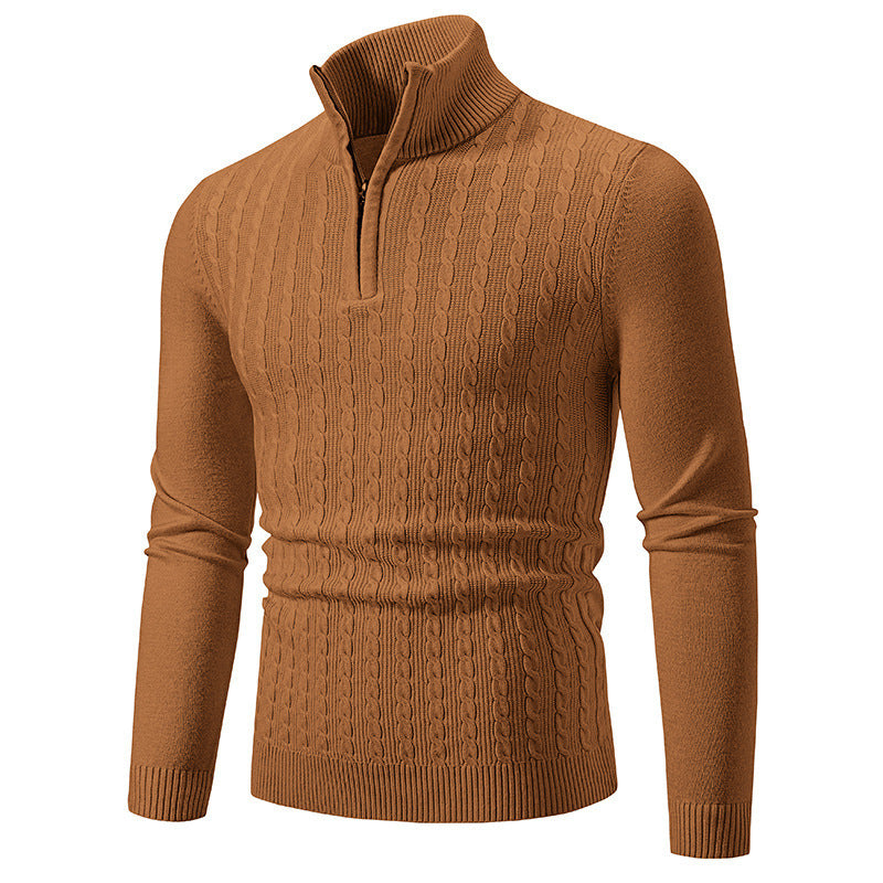 Street-wave Men's Zip Up Cable Knit Premium Turtleneck Sweater for Stylish Comfort and Everyday Wear