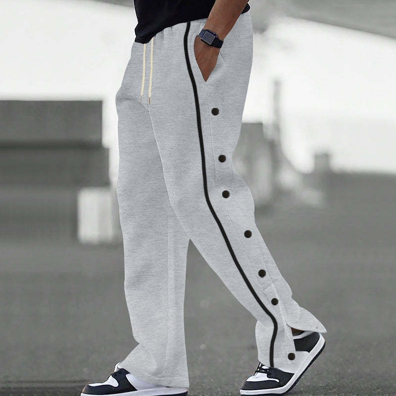 Street-wave Mens Snap Button Joggers Ultra Comfortable Loose Fit Breathable Athleisure Pants