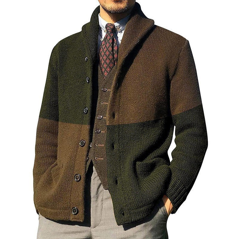 Mens Color Block Knit Cardigan Streetwave Stylish Comfort For Modern Urban Men In Cold Weather