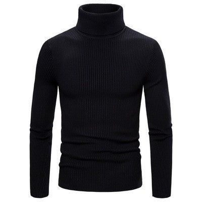 Streetwave Men's Ribbed Knit Turtleneck Sweater, Slim Fit, High Collar, Cozy Warmth