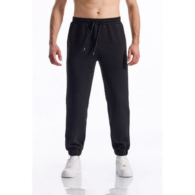 Street-Wave Men's Sporty Joggers With Structured Textured Design For Active Comfort And Everyday Wear