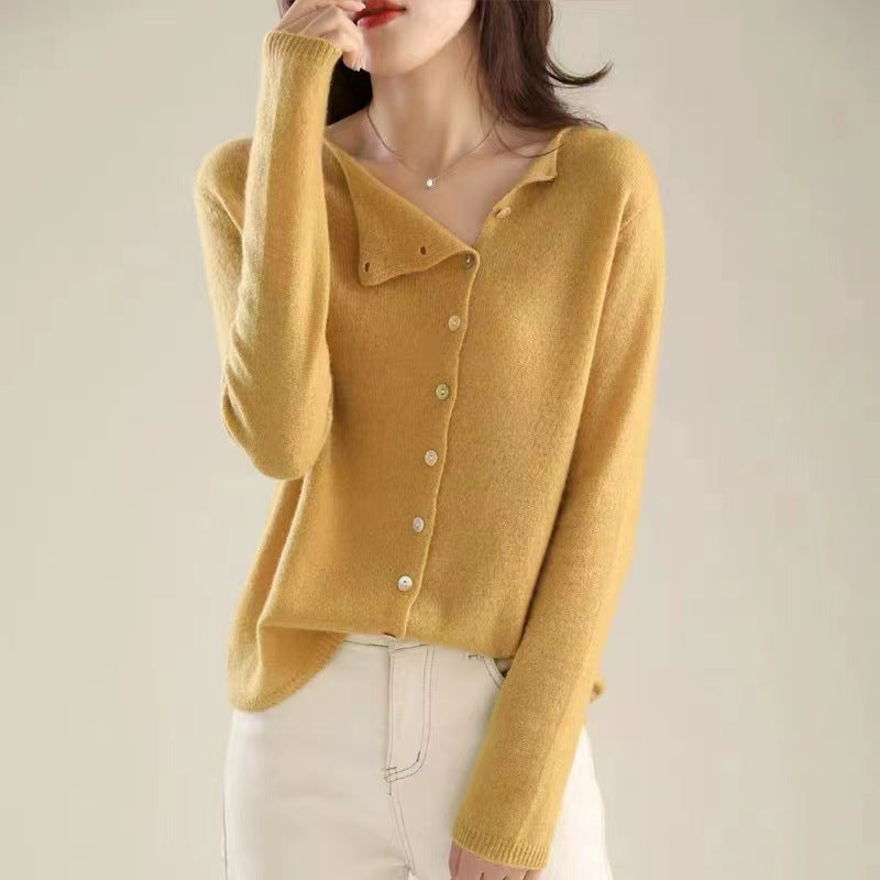 Street-Wave Button Front Cardigan For Women Classic Long Sleeve Knit For Effortless Chic Warmth