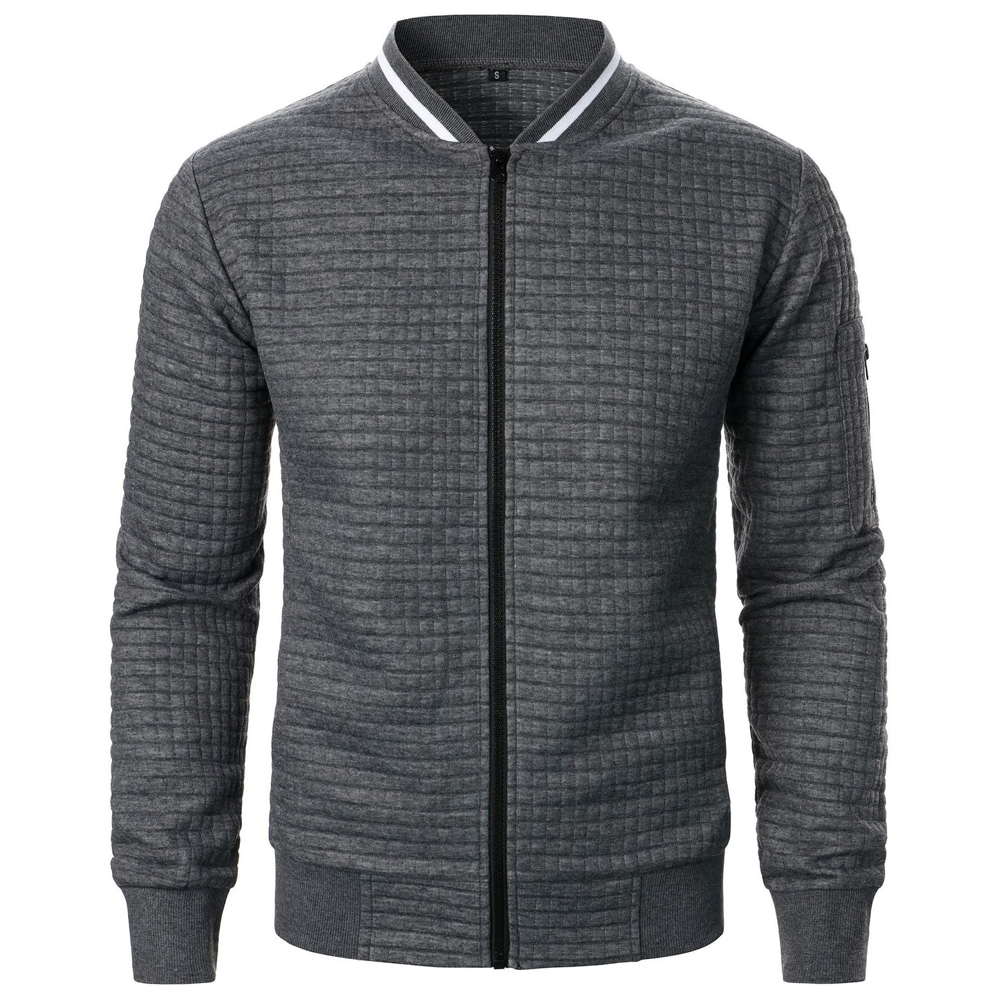 Street-Wave Men's Quilted Bomber Jacket With Zipper Closure Ribbed Collar And Cuffs Regular Fit