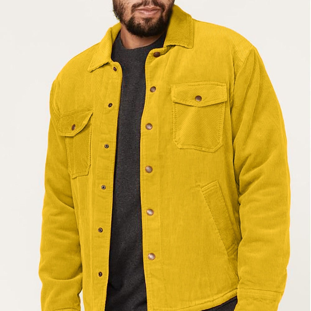 Corduroy Jacket For Men Street-Wave Casual Wear With Chest And Side Pockets And Relaxed Fit