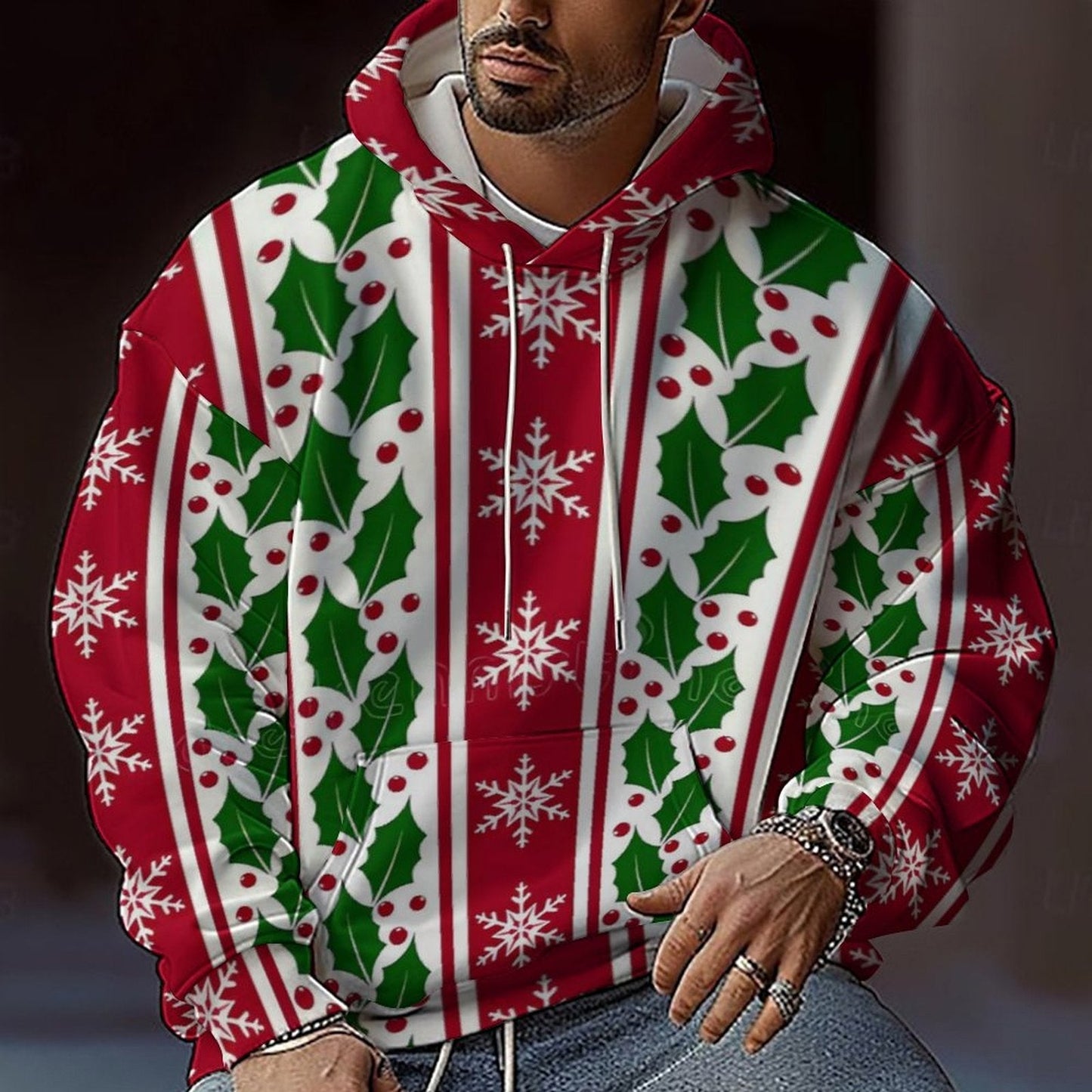 Street-wave Mens Christmas Hoodie With Colorful Graphic Design And Comfortable Fit For Him