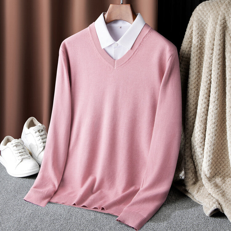 Street-wave Men's V-Neck Sweater Breathable Cotton Comfort For Modern Men Versatile Everyday Essential