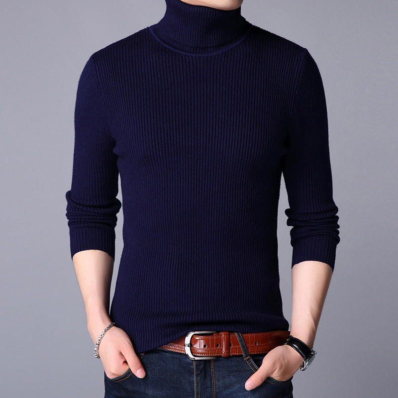 Street-wave Men Fine Knit Roll Neck Sweater Breathable Comfort For Men Classic Fit