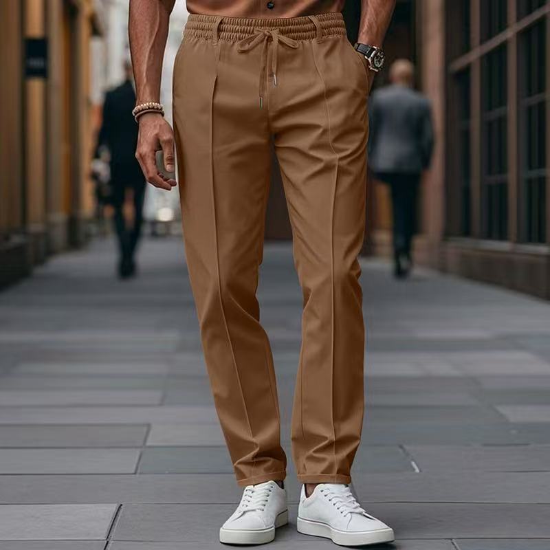 Street-Wave Men's Elegant Casual Trousers With Elastic Waistband And Side Pockets