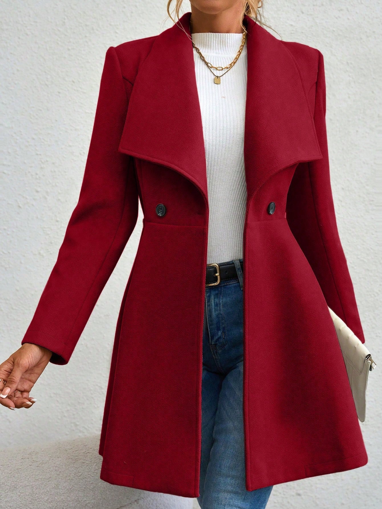 Street-wave Women's Fine-Lapel Coat Jacket With Draped Wide Lapel For Modern Fashionistas
