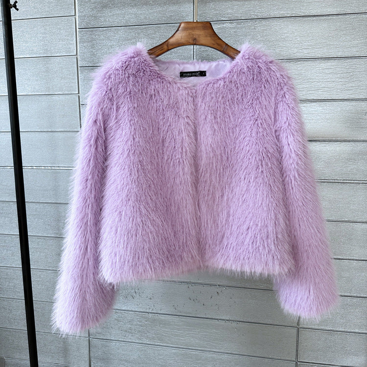 Women Plush Short Faux Fur Jacket From Premium Fur Streetwave Elegant Sleeve Design