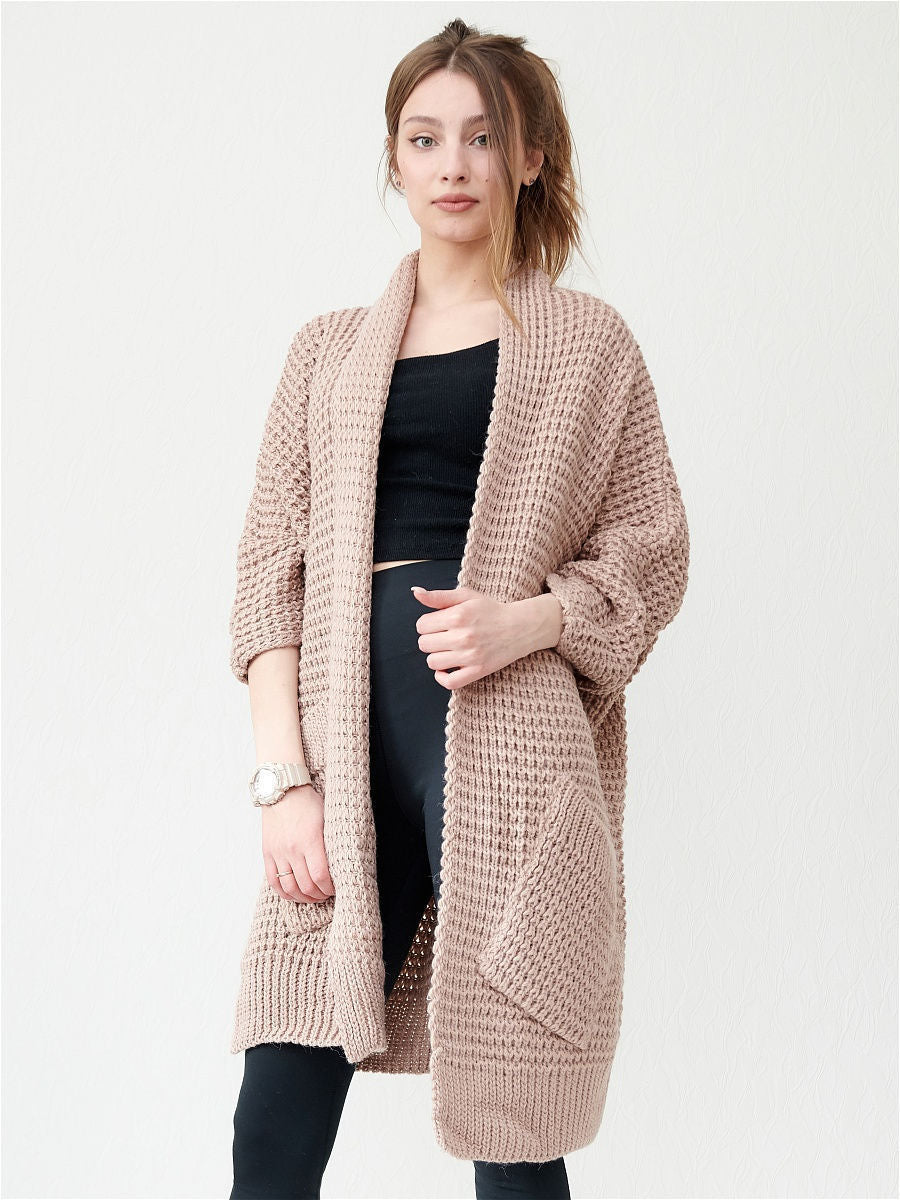 Street-wave Cozy Soft Knit Cardigan For Women With Pockets Oversized Everyday Open Front