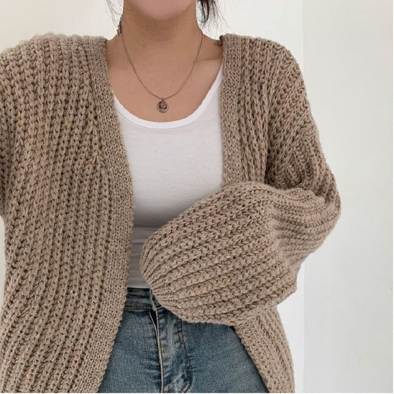 Street Wave Oversized Knit Cardigan For Women Cozy Chunky Knit Relaxed Fit Everyday Wear