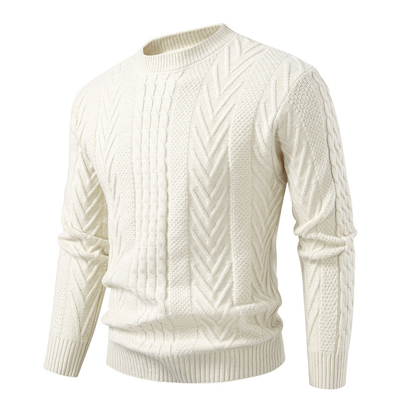 Street-wave Mens Cable Knit Pullover Crew Neck For Stylish Everyday Cozy Warmth And Comfort