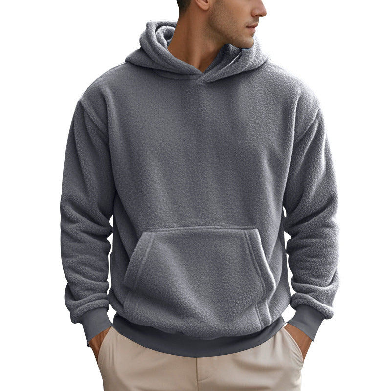 Street Wave Men's Fleece Hoodie With Kangaroo Pocket Modern Cut For Cold Weather Comfort