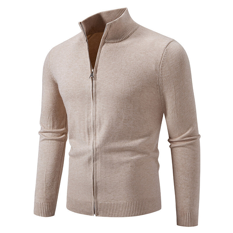 Streetwave Men's Knit Cardigan With Stand Collar And Zip Premium Everyday Essential