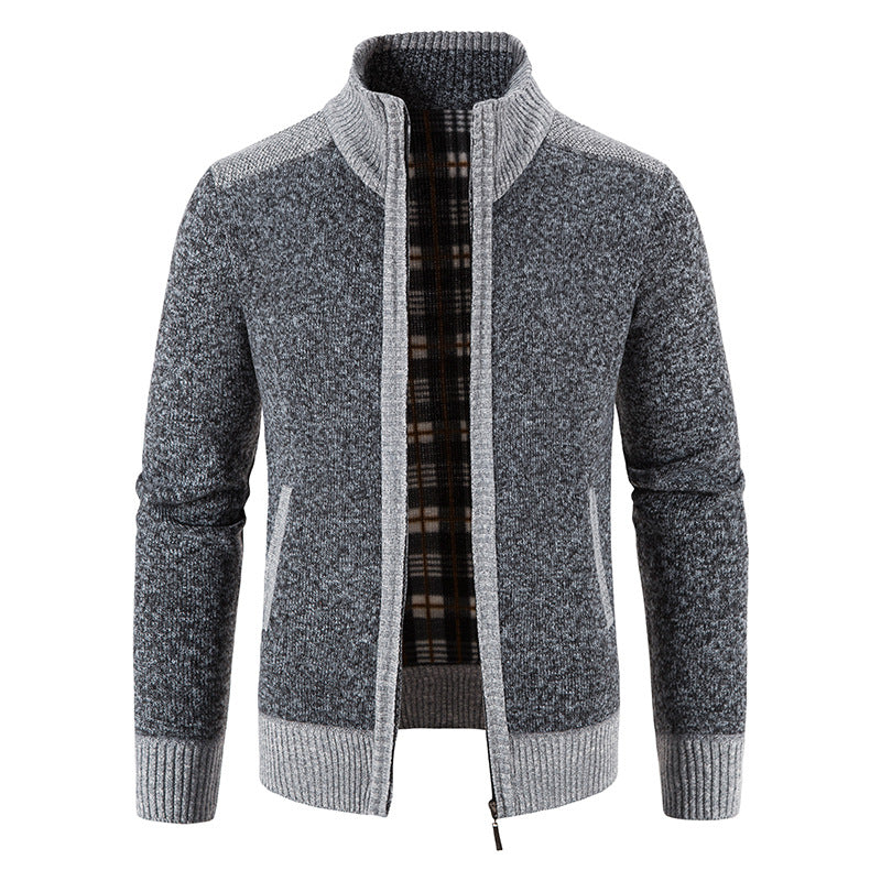 Street-wave Mens Knit Cardigan With Modern Zip Up Warm Soft Wool For Everyday Style