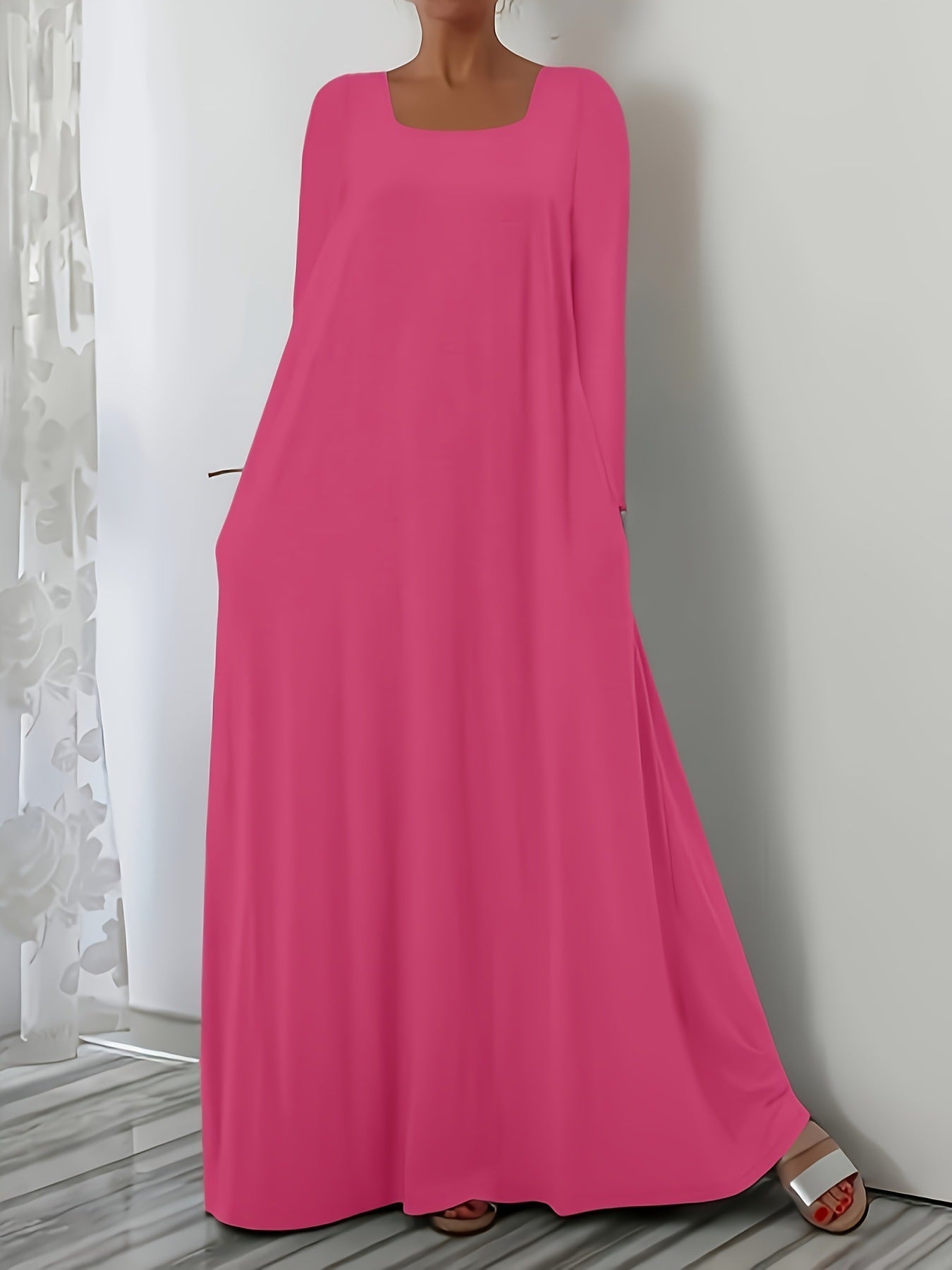 Street-Wave Wide Cut Maxi Dress With Pockets For Women Flowy Comfort Everyday Essential