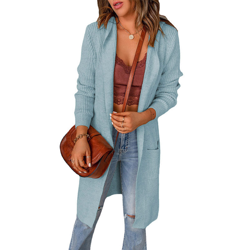 Street Wave Womens Long Cardigan With Open Edges And Pockets For Everyday Comfort