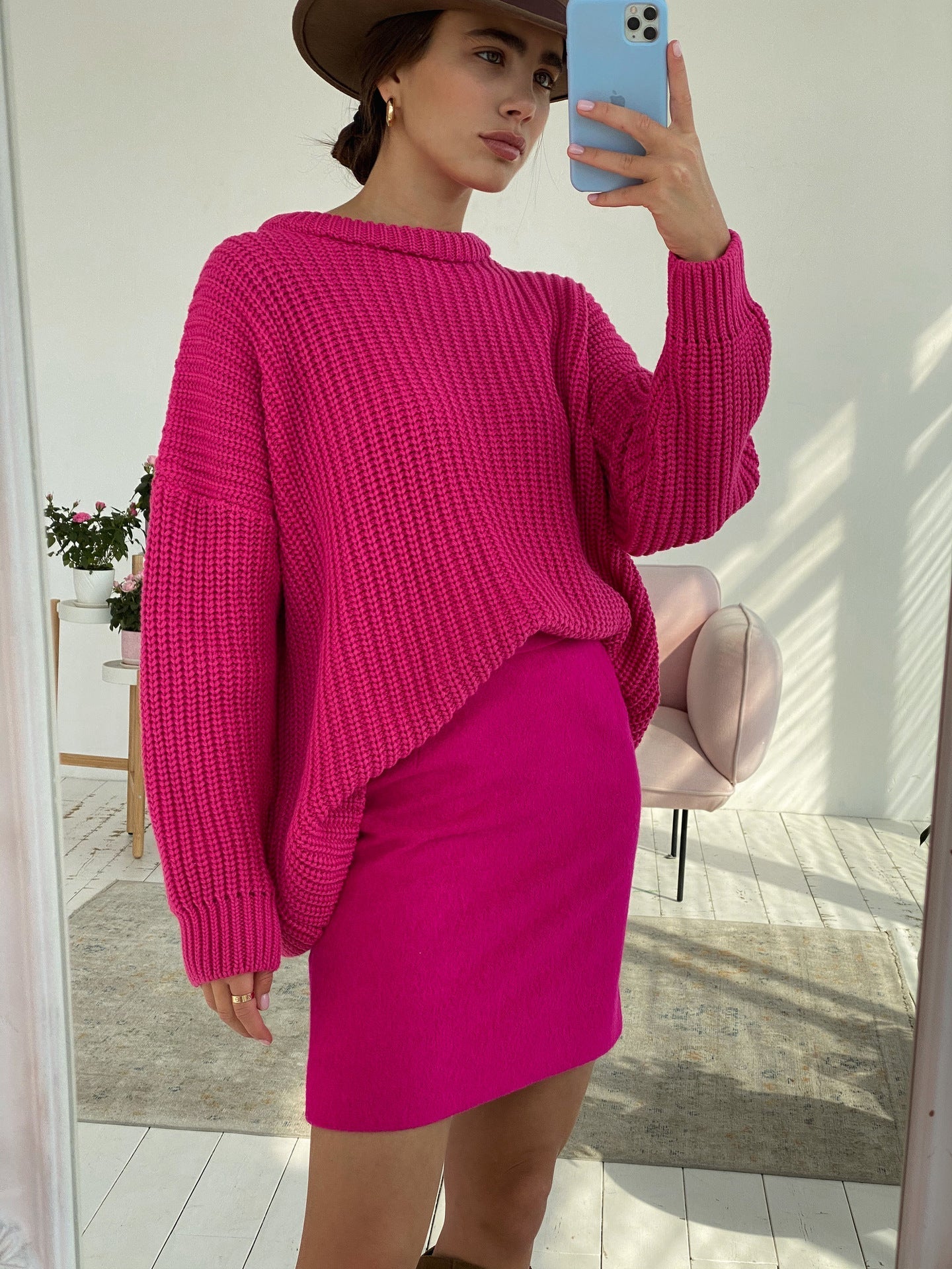 Street-Wave Womens Cozy Knit Sweater With Textured Stitch For Relaxed Oversized Fit Breathable Comfort