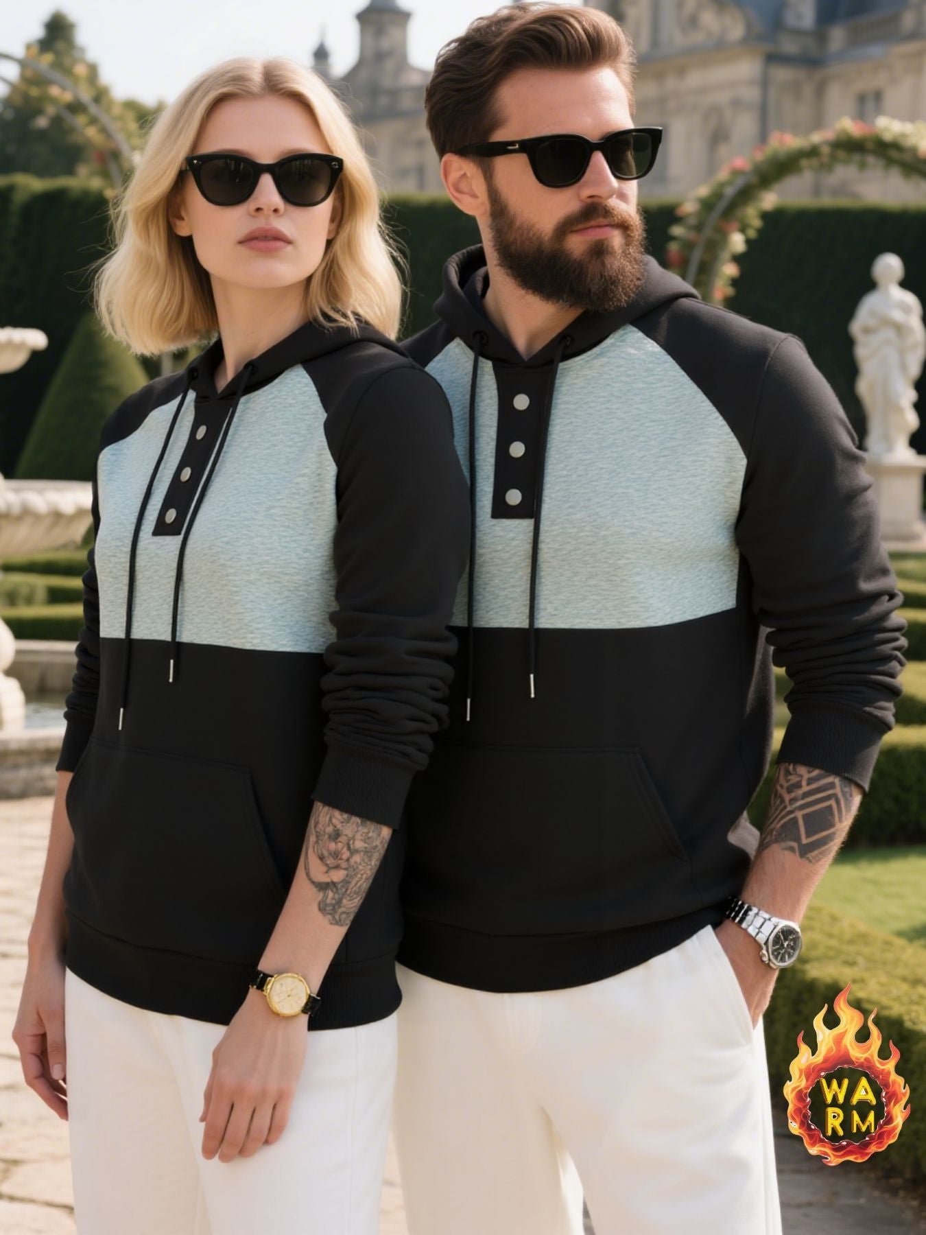 Mens Hoodie With Button Placket Street-wave Breathable Warm Comfort For Men Sporty Casual