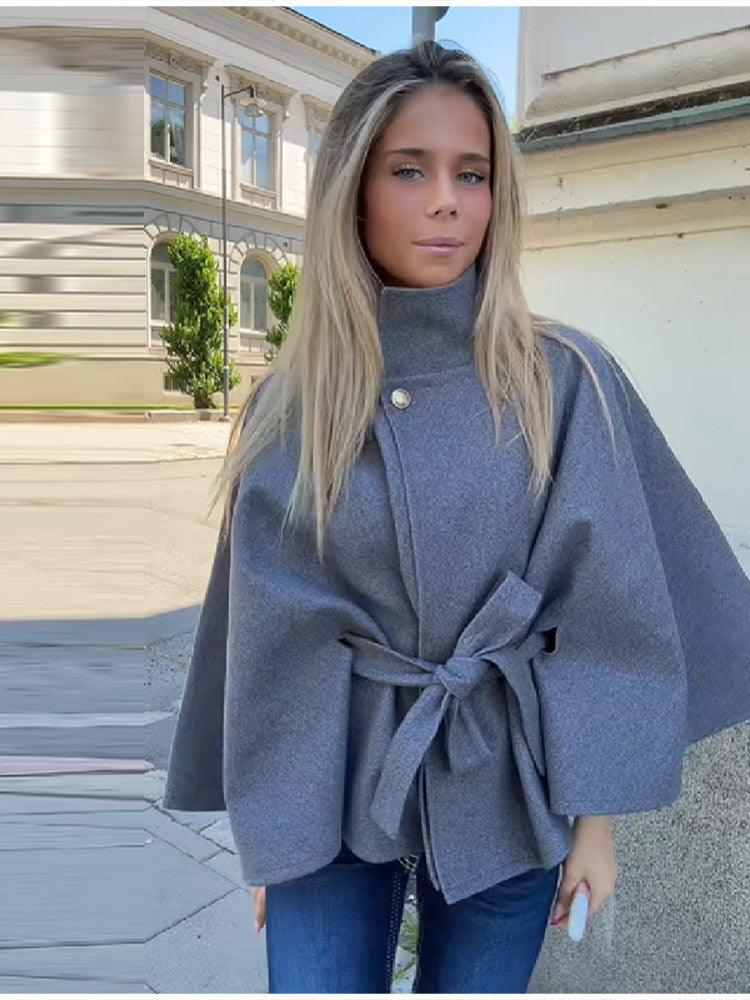 Streetwave Women's Cape With Belt Elegant Versatile Outerwear For Modern Everyday Women