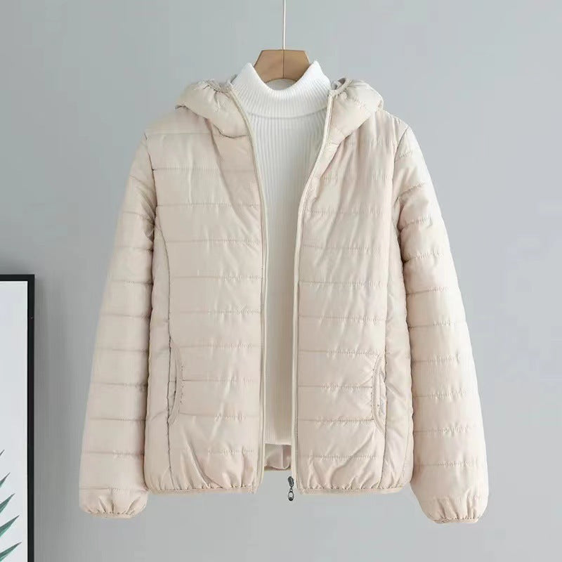 Womens Puffer Jacket Street Wave Hooded With Practical Pockets Warmth For Transitional Weather