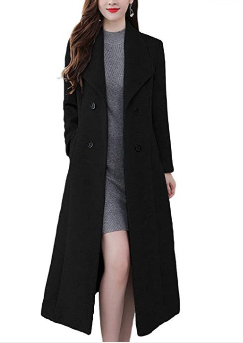 Street-Wave Women's Long Wool Coat for Elegant Warmth on Cold Days and Timeless Style