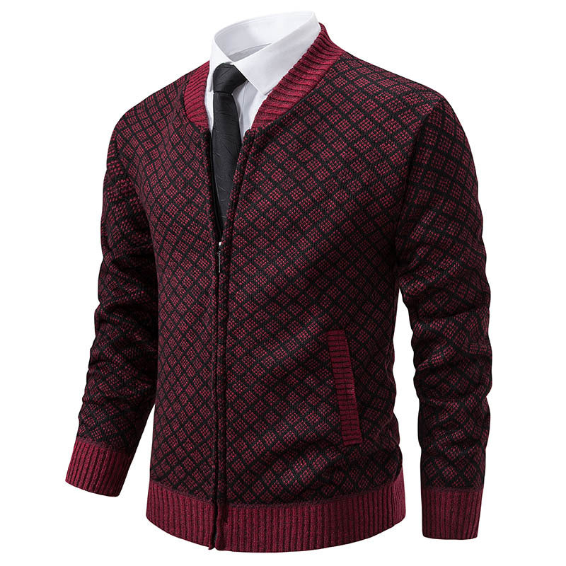Street Wave Mens Zip Cardigan With Modern Structured Knit Design For Style Conscious Men