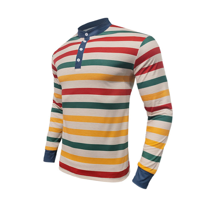 Streetwave Men's Long Sleeve Shirt With Striped Pattern And Sporty Collar Breathable For Casual Style