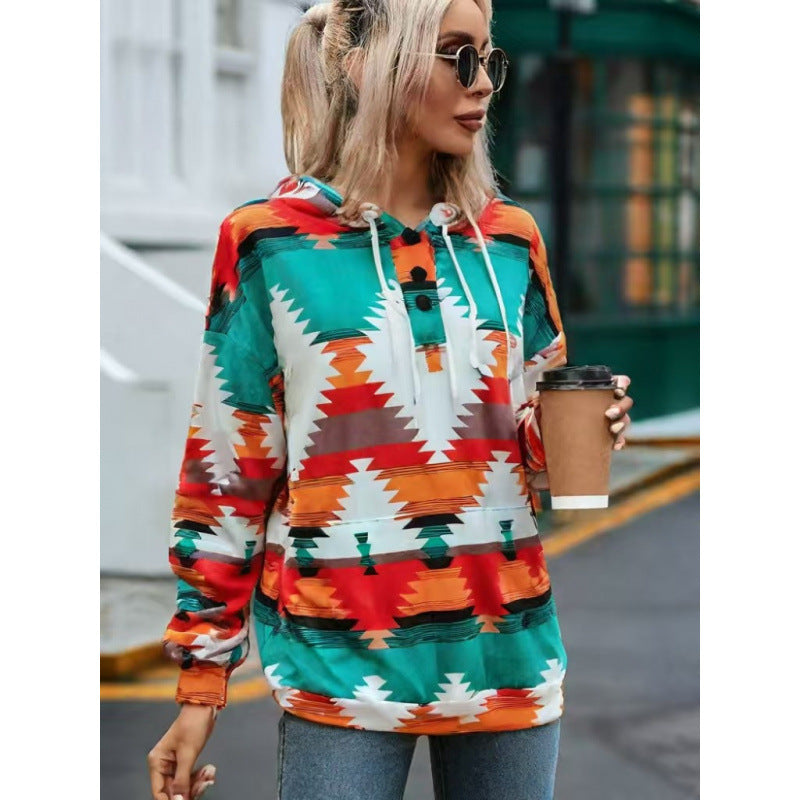 Street-Wave Women Bohemian Graphic Hoodie Relaxed Fit Cozy Comfort For Everyday Streetwear