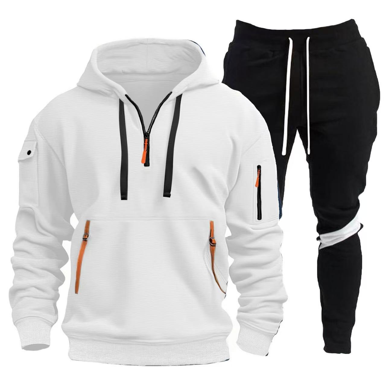 Street Wave Mens Sport Hoodie And Jogger Set Breathable Cotton Blend For Active Men