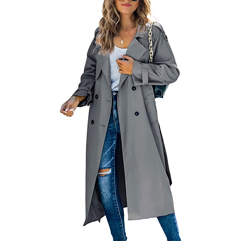 Street Wave Oversized Trench Coat For Women Chic Versatile Style With Elegant Details