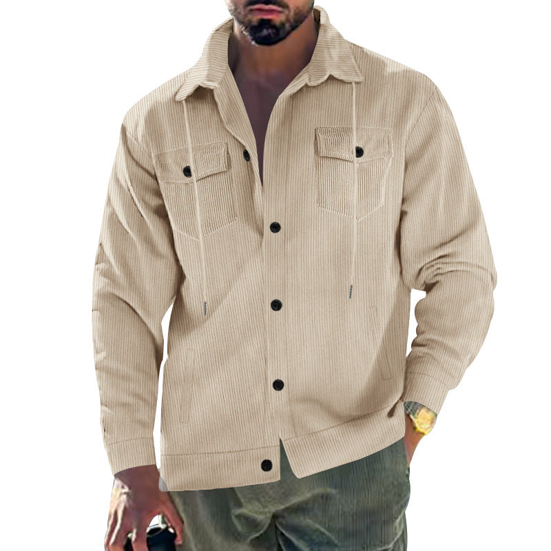 Street-Wave Mens Corduroy Jacket With Practical Pockets For Versatile Smart Casual Wear
