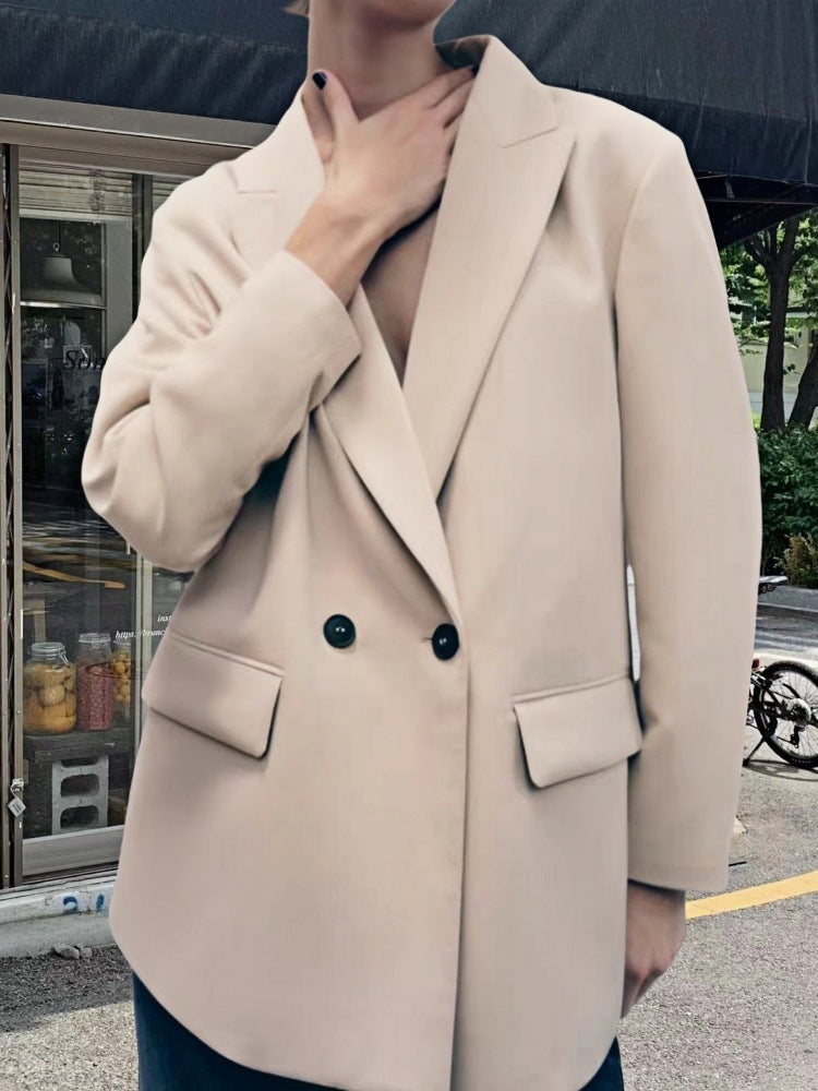 Street Wave Womens Oversized Blazer Elegant Double Breasted Design With Pockets For Modern Wardrobe