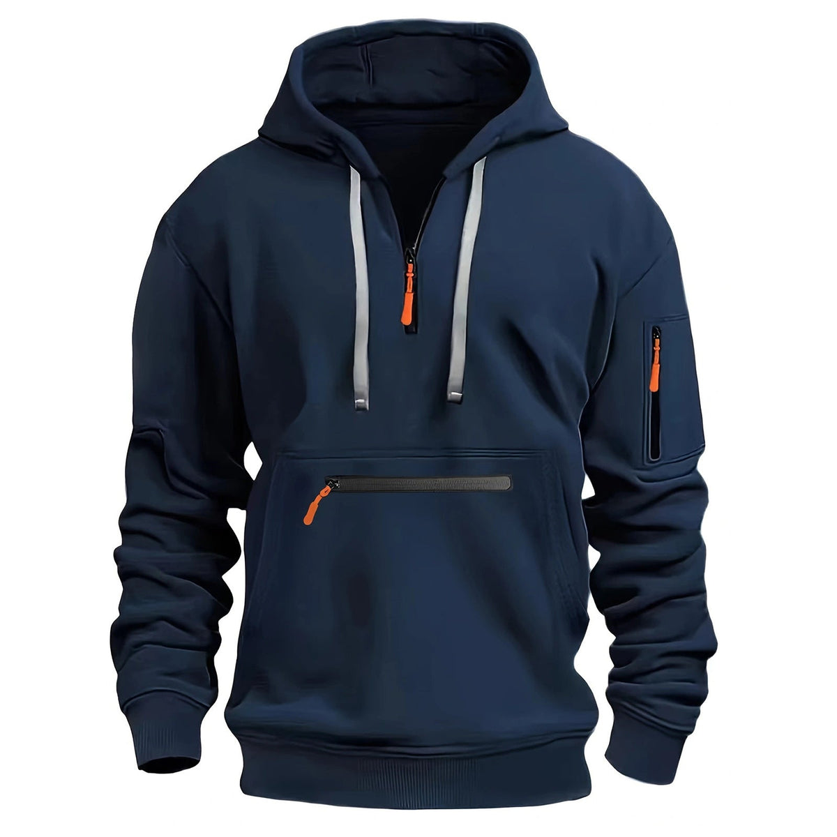 Zip Hoodie for Men Street Wave Reflective Details Durable Breathable Front Zip Pocket Arm Pocket