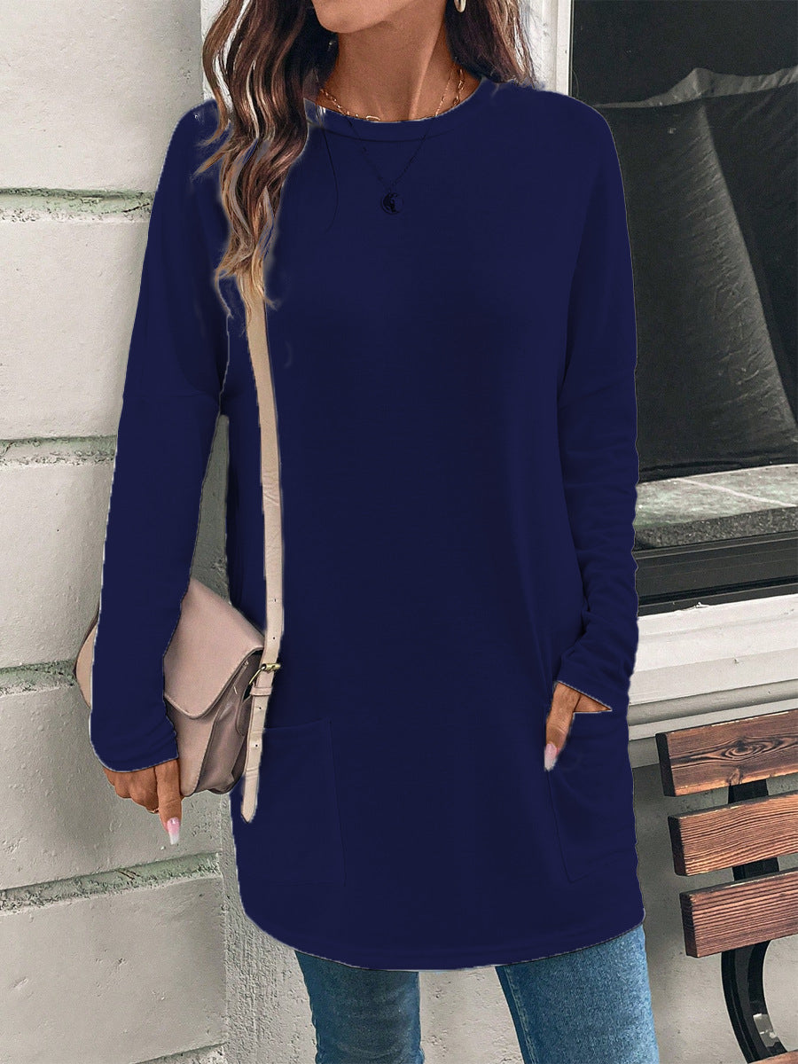 Street Wave Women's Sweatshirt Tunic Length Cotton Blend Relaxed Fit Pockets