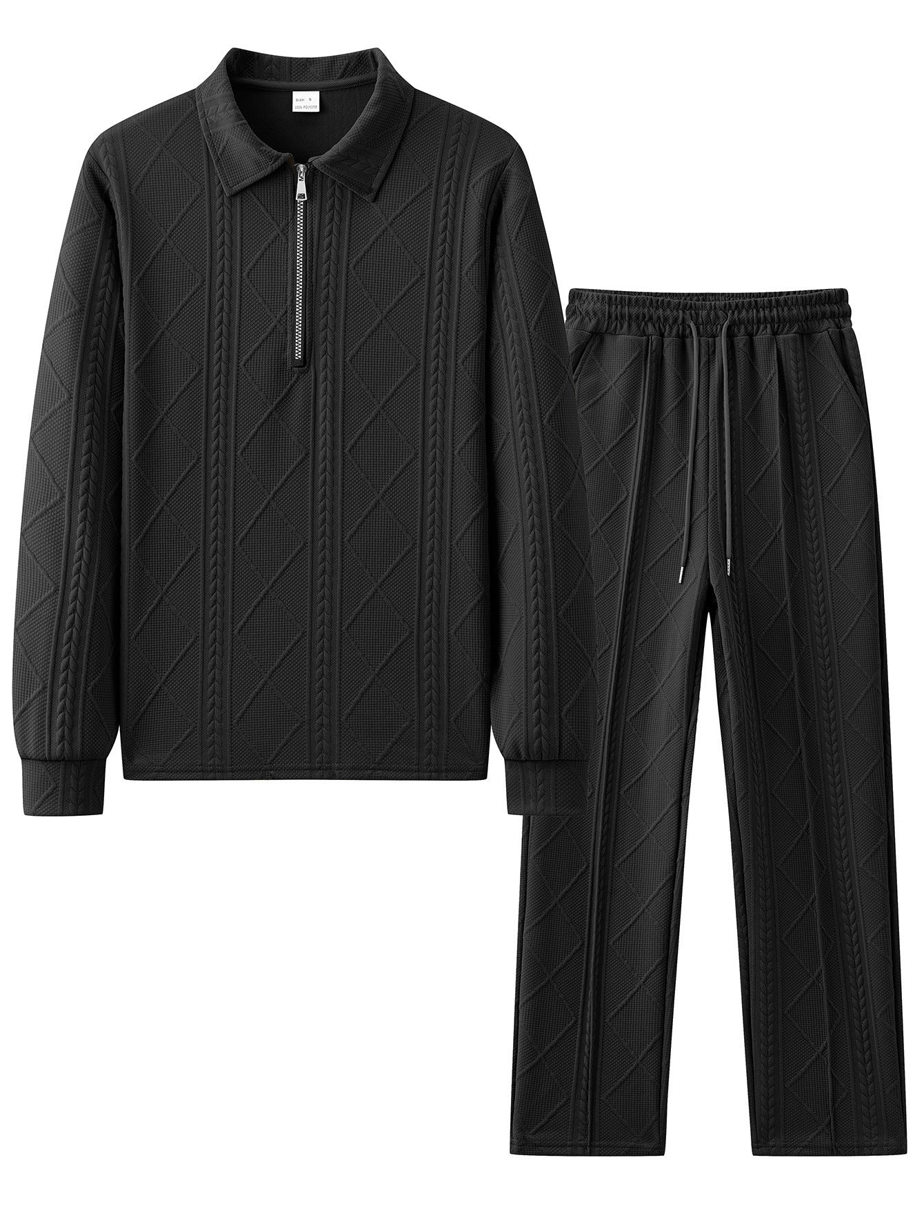 Street-wave Mens Quilted Zip Front Leisure Tracksuit With Ribbed Texture For Men Comfort And Style