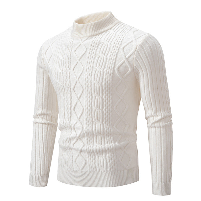 Street-Wave Men's Cable Knit Sweater With Modern Cable Pattern Breathable Cotton Comfort