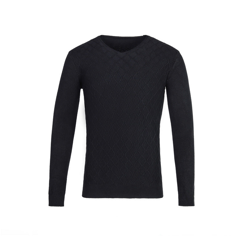 V-Neck Sweater With Textured Diamond Knit By Street-Wave For Men Premium Comfort And Style