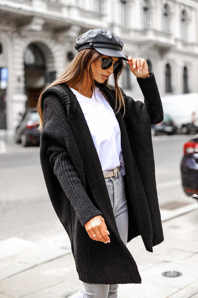 Street-wave Cozy Hooded Knit Cardigan For Women With Plush Softness And Warmth Ultimate Comfort
