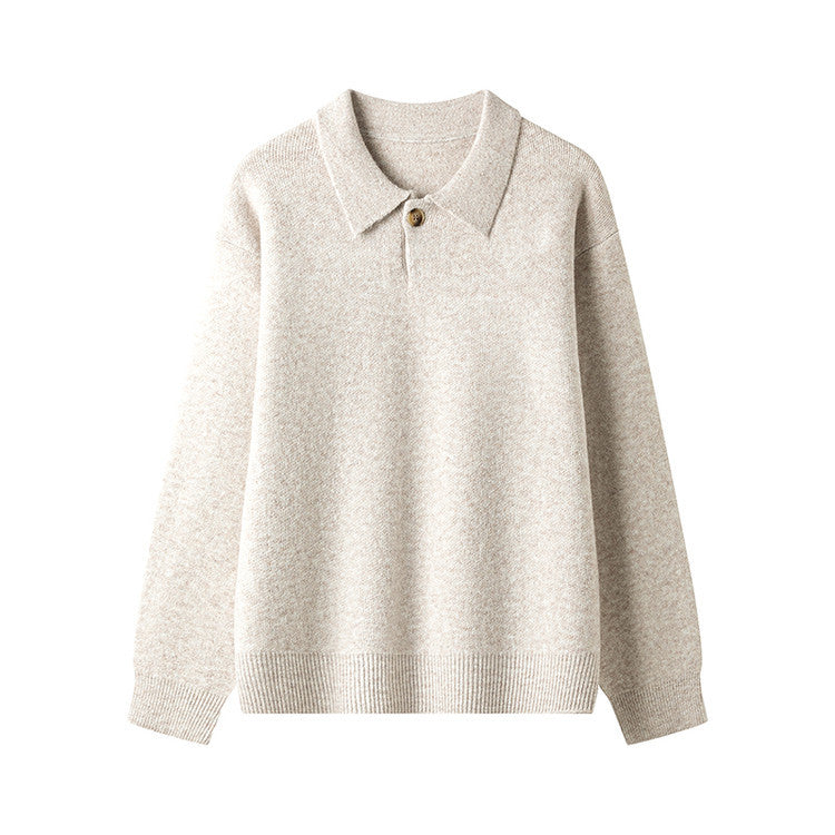 Street-Wave Women's Polo Collar Knit Sweater - Elegant Cozy Office to Weekend Wear