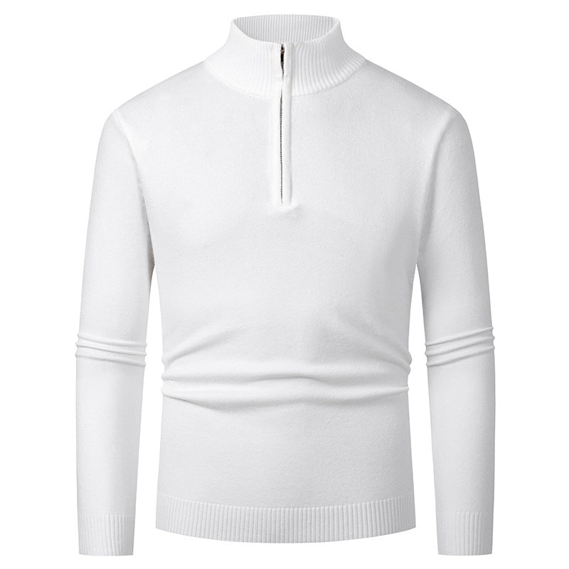 Street-wave Men's Half Zip Pullover With Stand Collar, Premium Knit, Everyday Style