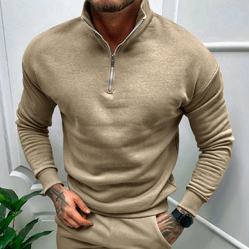 Mens Zip Neck Sweatshirt Street Wave Soft Breathable Comfort Stand Collar For Men