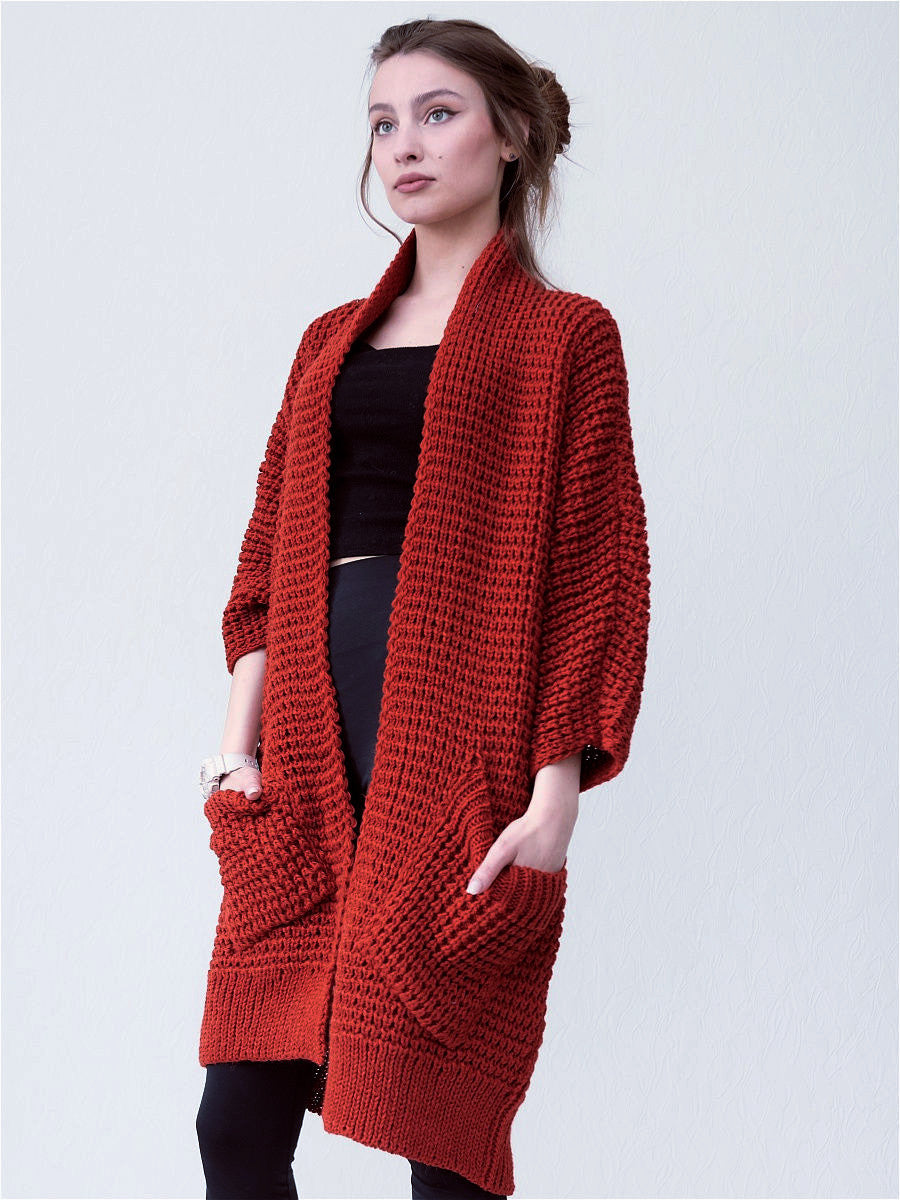 Street-wave Cozy Soft Knit Cardigan For Women With Pockets Oversized Everyday Open Front