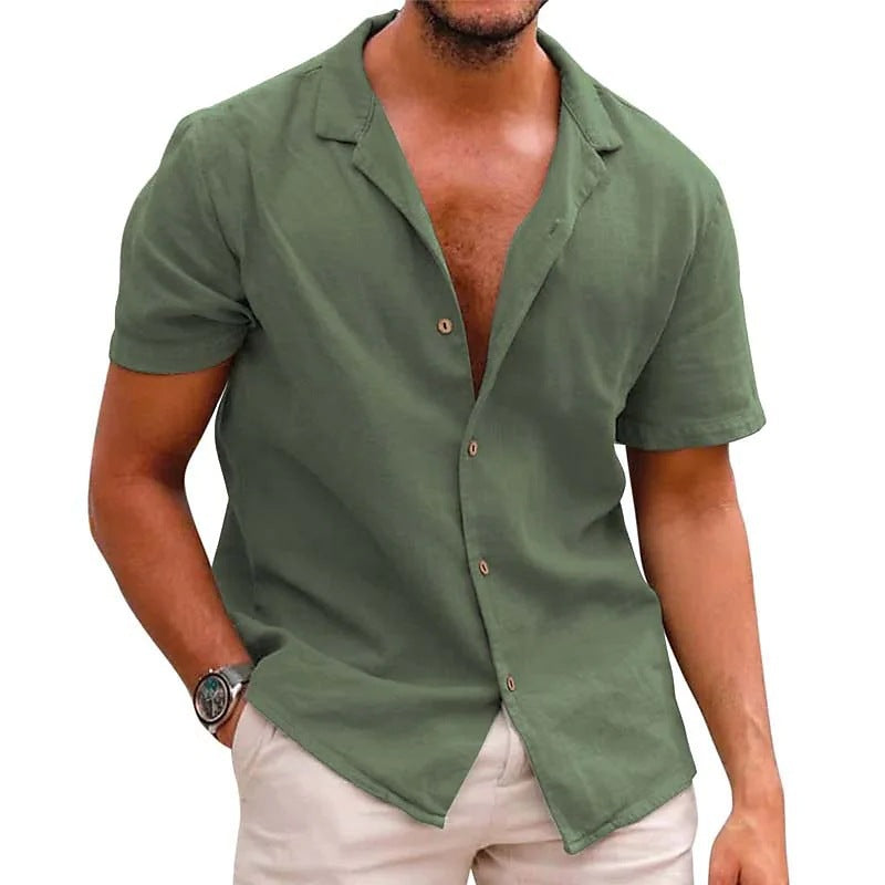 Linen Short Sleeve Shirt For Men By Street-Wave Lightweight Breathable Summer Essential