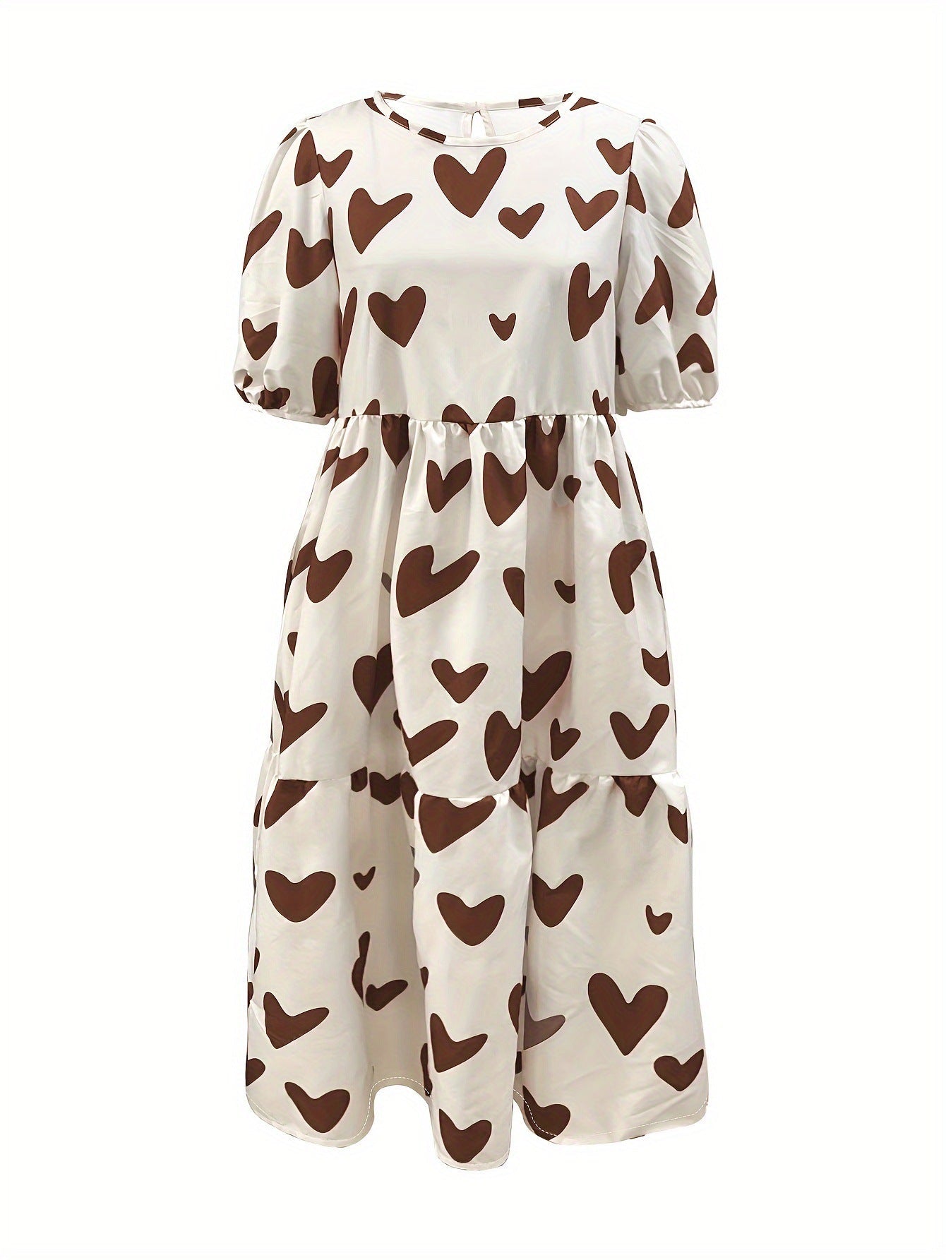 Streetwave Heart Pattern Dress With Airy Sleeves For Women Effortless Chic Casual Everyday Wear