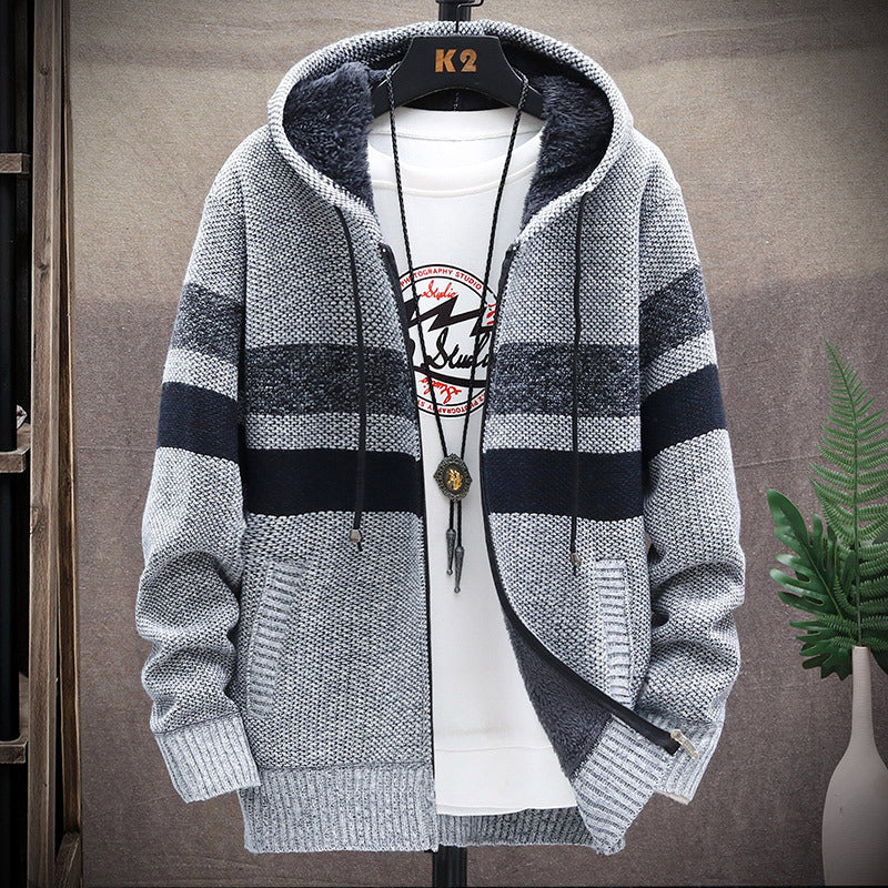 Street-Wave Men Fleece Hoodie With High Collar For Warmth And Comfort Cozy Lining For Everyday Wear