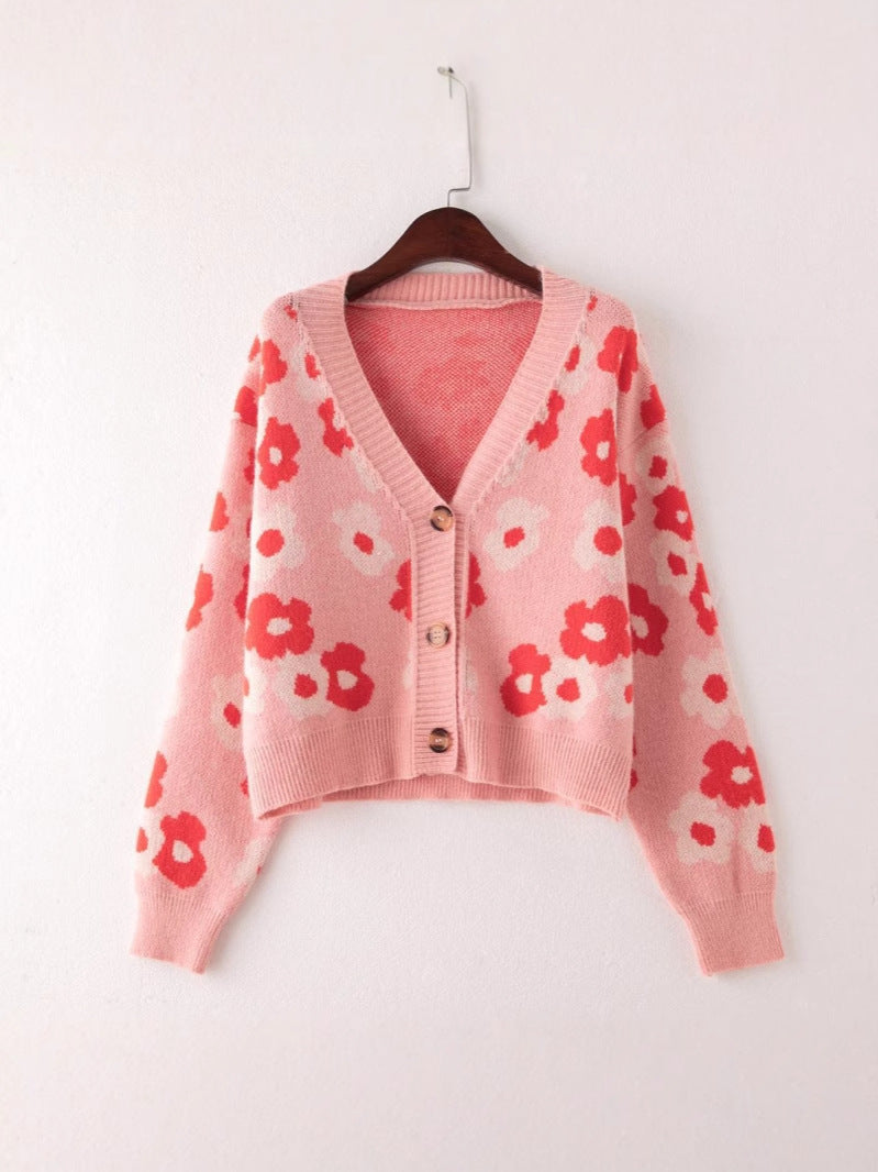 Floral Cardigan For Women By Streetwave Chic Vibrant Button Front Knit With Colorful Flowers
