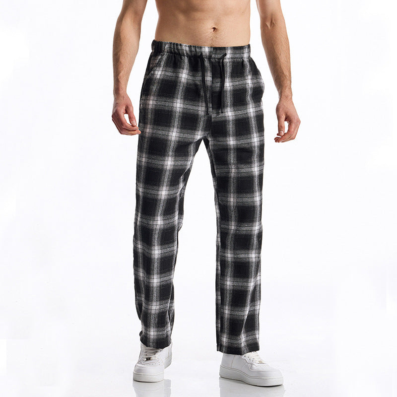 Street Wave Men's Plaid Lounge Pants Comfortable Breathable Drawstring Waist For Relaxed Everyday Wear